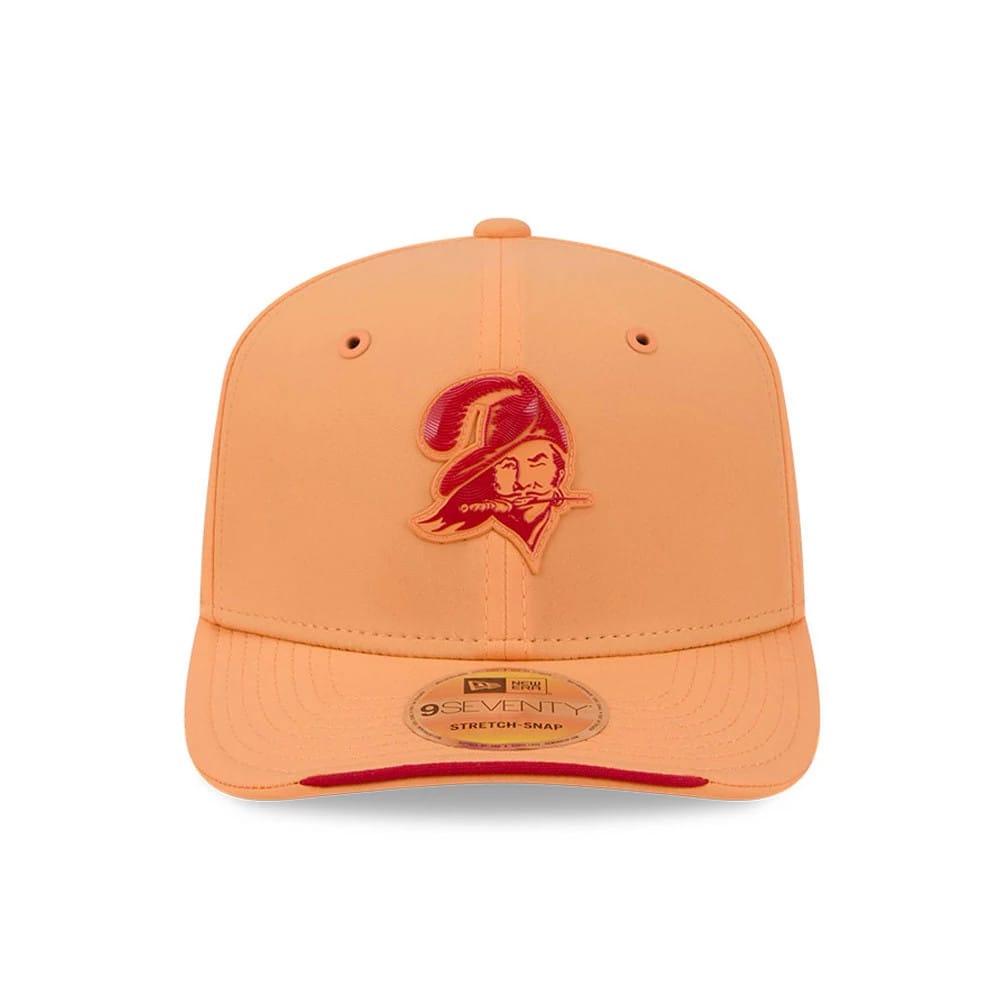 Pictured is this NFL Sideline 2026 Tampa Bay Buccaneers 9SEVENTY Stretch Snap cap in orange. 2