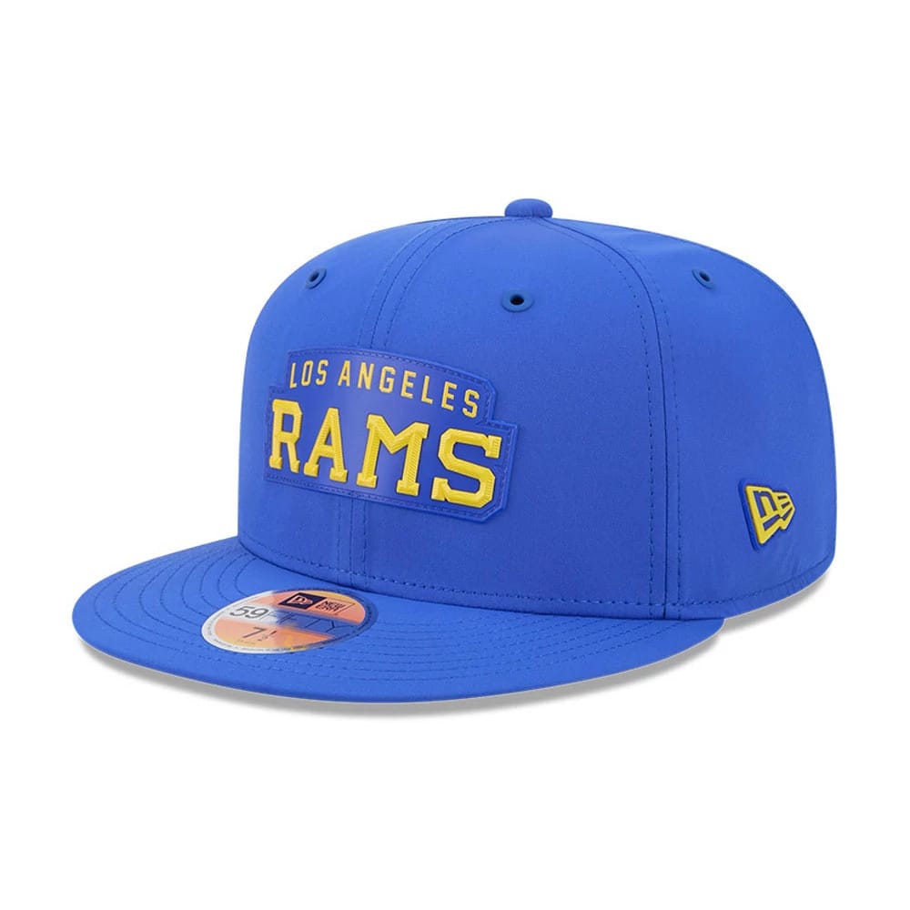 Pictured is this NFL Sideline 2026 LA Rams 59FIFTY Fitted cap in blue. 1