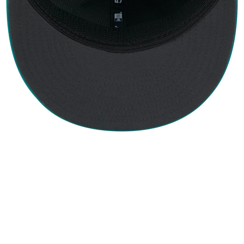 Pictured is this NFL Sideline 2026 Miami Dolphins 59FIFTY Fitted cap in turquoise. 2