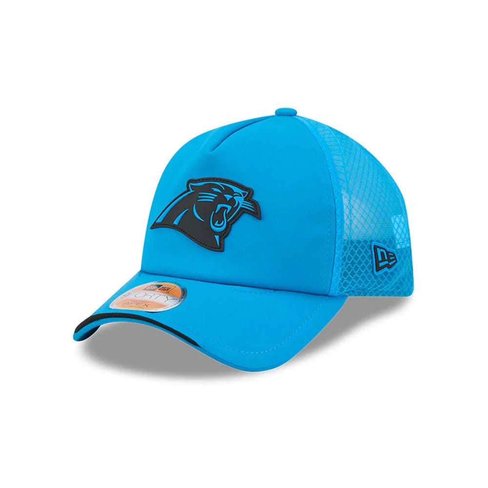 Pictured is this NFL Sideline 2026 Carolina Panthers 9FORTY Apex cap in blue. 1