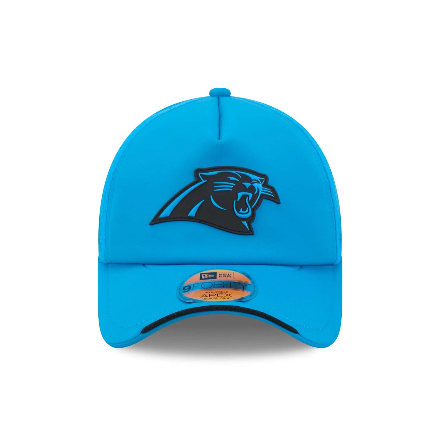 Pictured is this NFL Sideline 2026 Carolina Panthers 9FORTY Apex cap in blue. 2