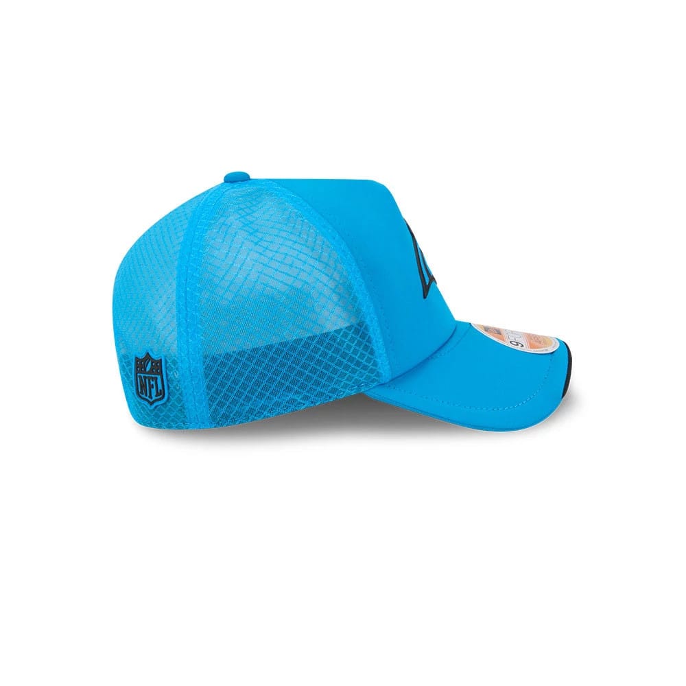 Pictured is this NFL Sideline 2026 Carolina Panthers 9FORTY Apex cap in blue. 5