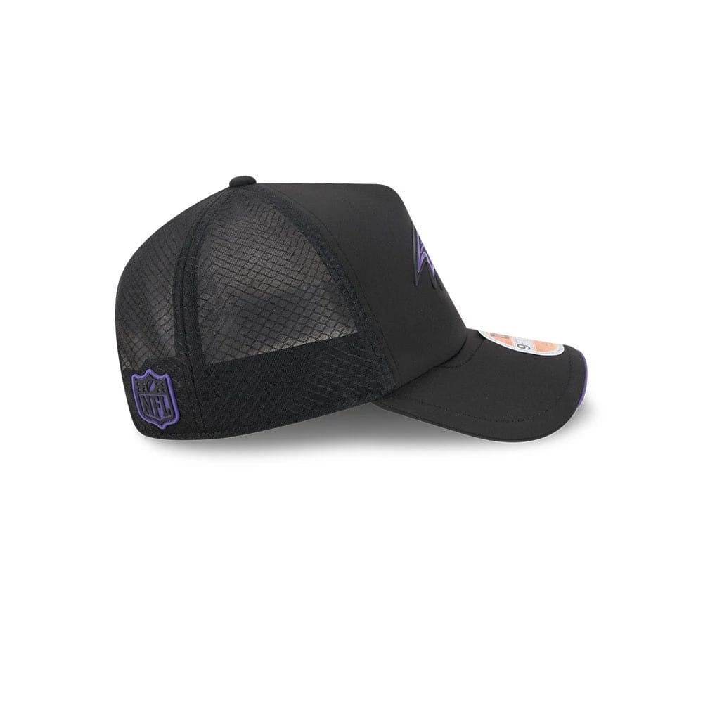 Pictured is this NFL Sideline 2026 Baltimore Ravens 9FORTY Apex cap in black. 5