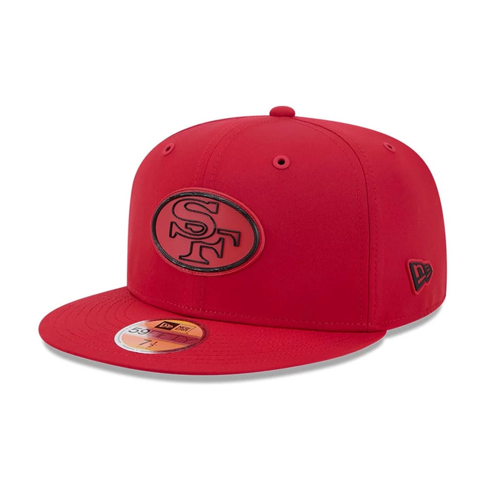 Pictured is this NFL Sideline 2026 San Francisco 49ers 59FIFTY Fitted cap in red. 1