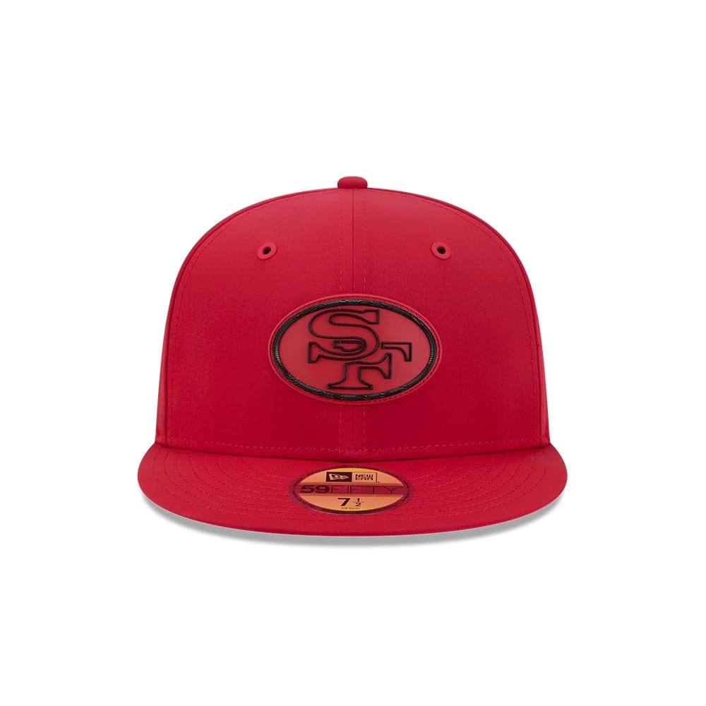 Pictured is this NFL Sideline 2026 San Francisco 49ers 59FIFTY Fitted cap in red. 14