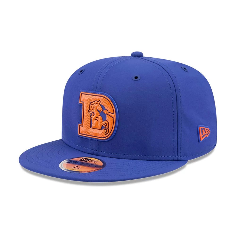Pictured is this NFL Sideline 2026 Denver Broncos 59FIFTY Fitted cap in blue. 1