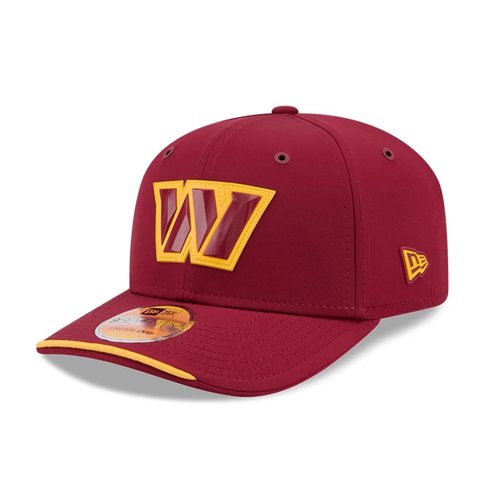 Pictured is this NFL Sideline 2026 Washington Commanders 9SEVENTY Stretch Snap cap in dark red. 1