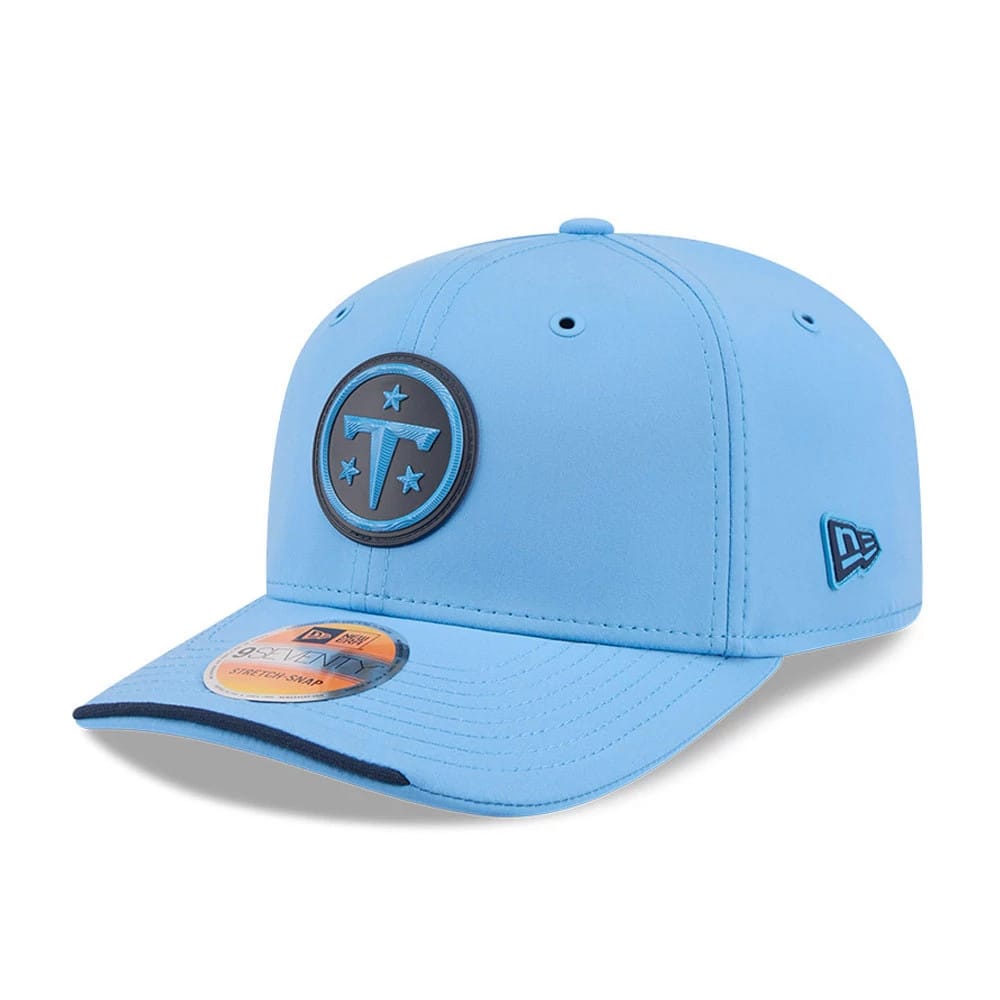 Pictured is this NFL Sideline 2026 Tennessee Titans 9SEVENTY Stretch Snap cap in pastel blue. 1