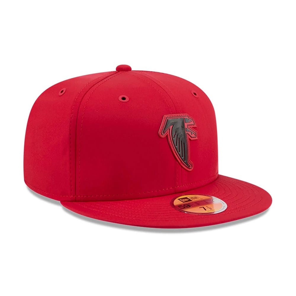 Pictured is this NFL Sideline 2026 Atlanta Falcons 59FIFTY Fitted cap in Red. 4