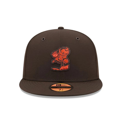 Pictured is this NFL Sideline 2026 Cleveland Browns 59FIFTY Fitted cap in dark brown. 3