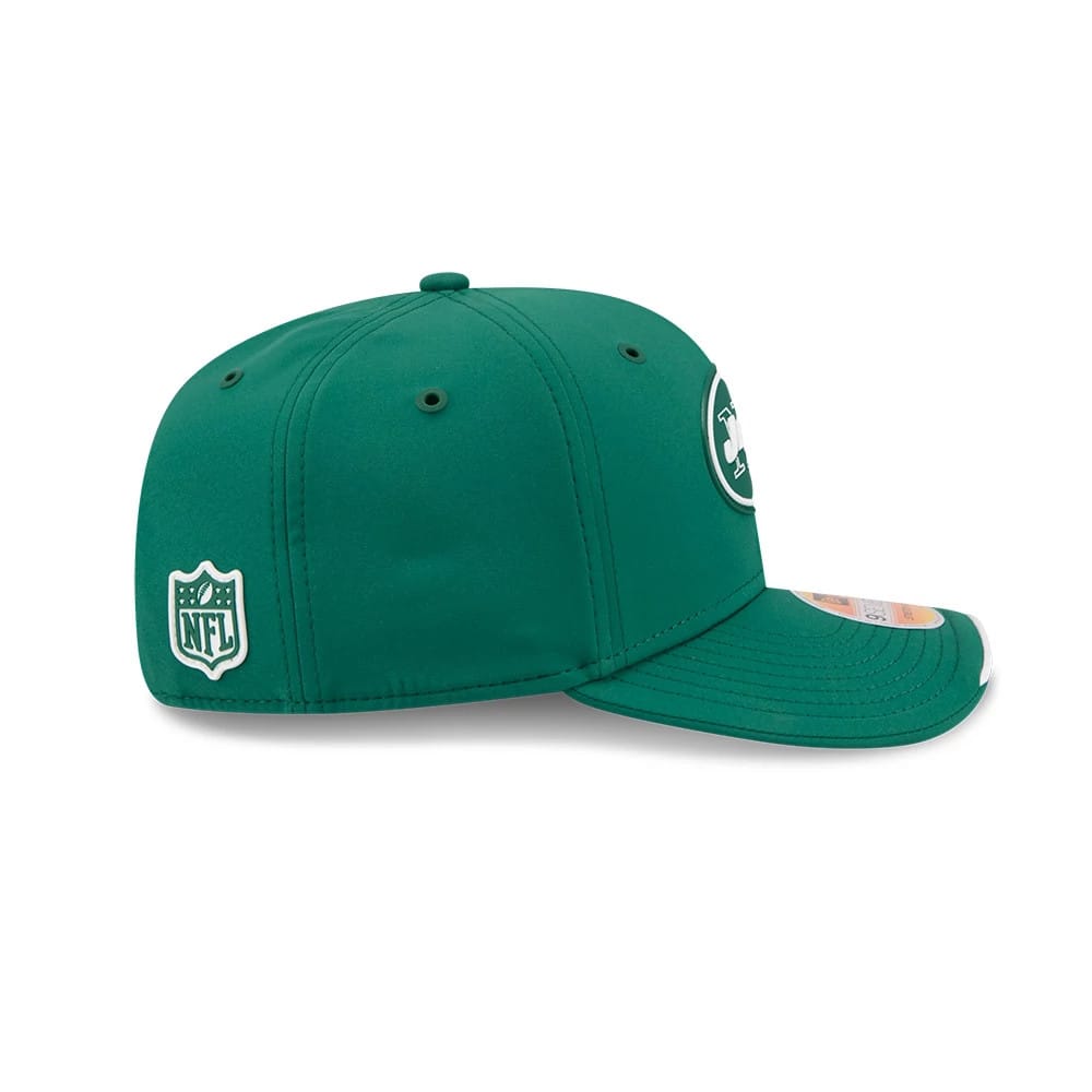 Pictured is this NFL Sideline 2026 New York Jets 9SEVENTY Stretch Snap cap in green. 7
