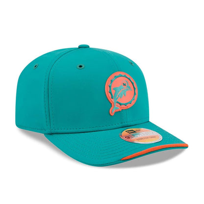 Pictured is this NFL Sideline 2026 Miami Dolphins 9SEVENTY Stretch Snap cap in turquoise. 3