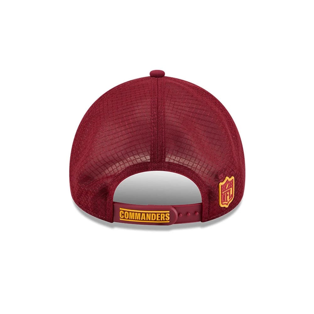 Pictured is this NFL Sideline 2026 Washington Commanders 9FORTY Apex cap in dark red. 6