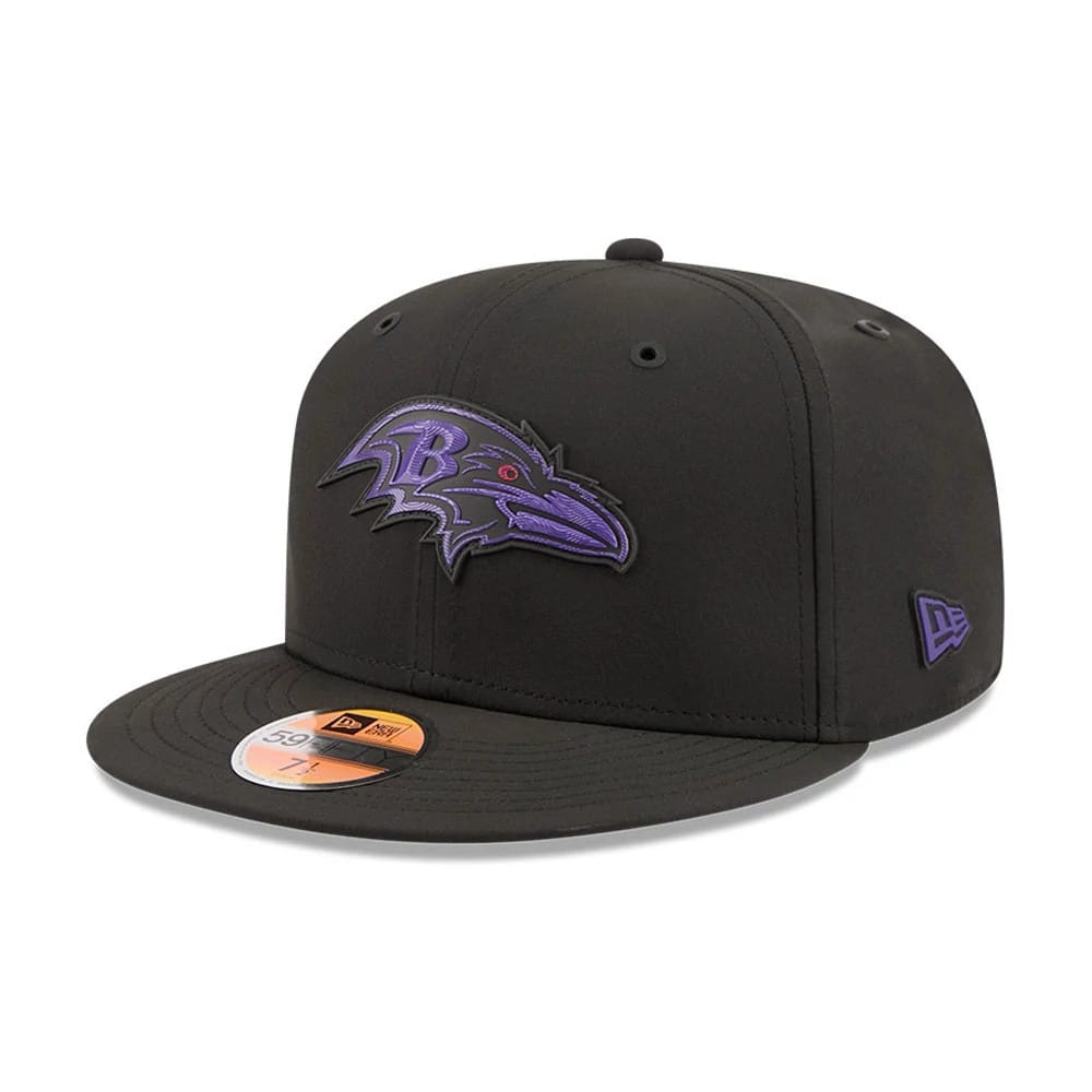 Pictured is this NFL Sideline 2026 Baltimore Ravens 59FIFTY Fitted cap in black. 1