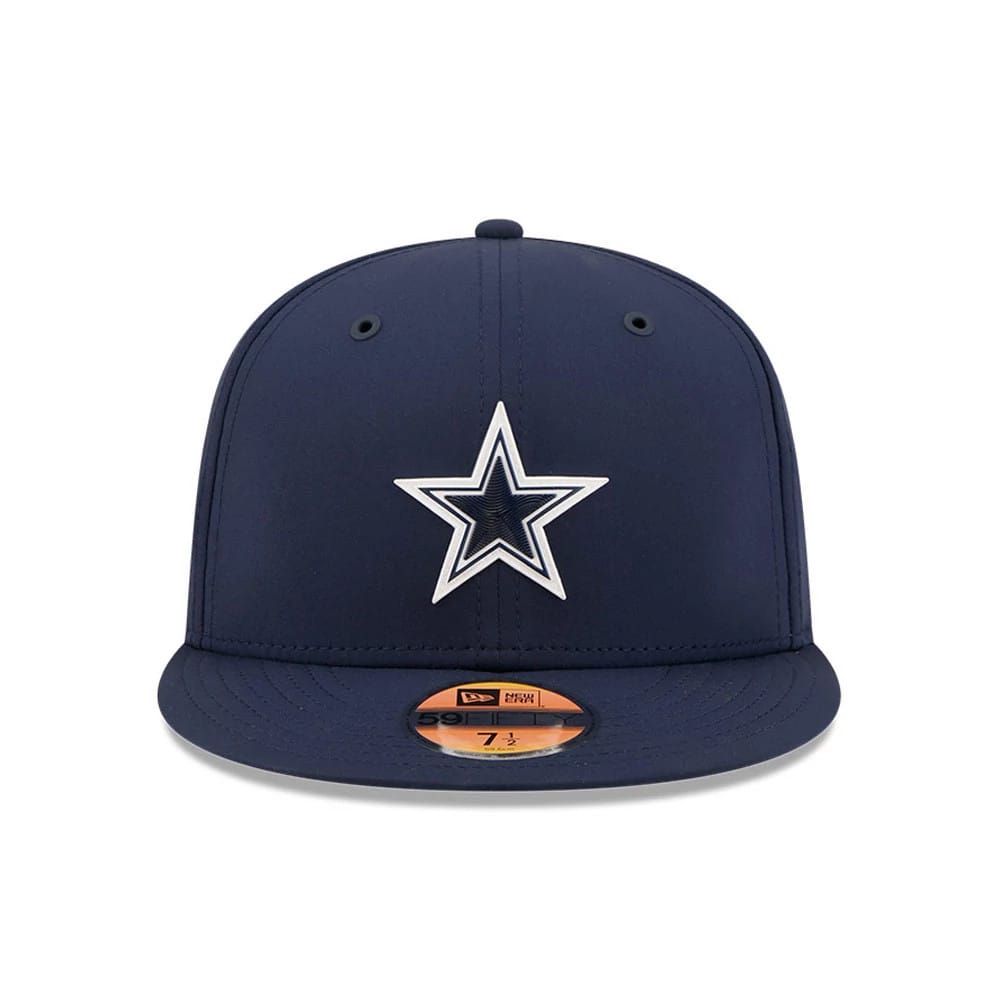 Pictured is this NFL Sideline 2026 Dallas Cowboys 59FIFTY Fitted cap in dark blue. 2