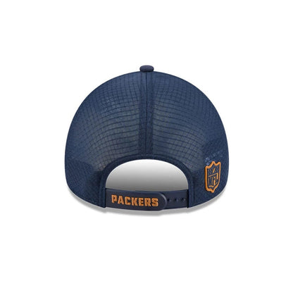 Pictured is this NFL Sideline 2026 Green Bay Packers 9FORTY Apex cap in dark blue. 4