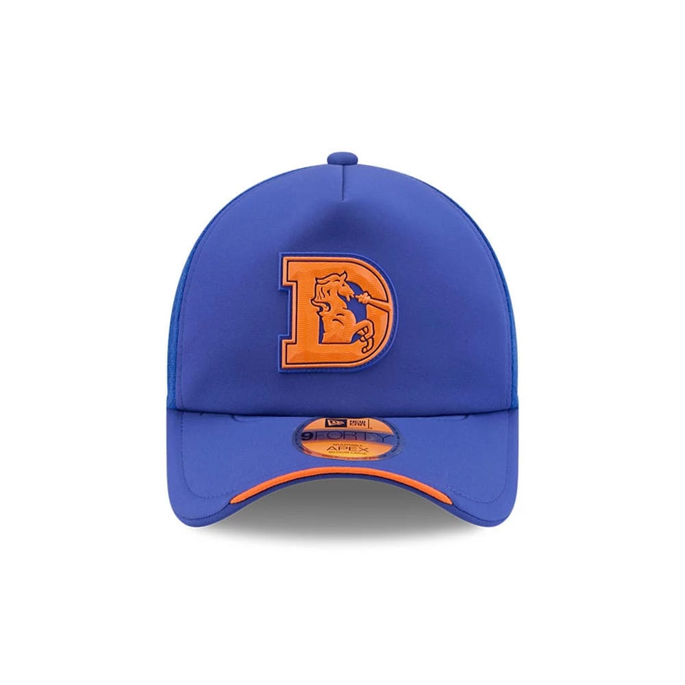 Pictured is this NFL Sideline 2026 Denver Broncos 9FORTY Apex cap in blue. 2