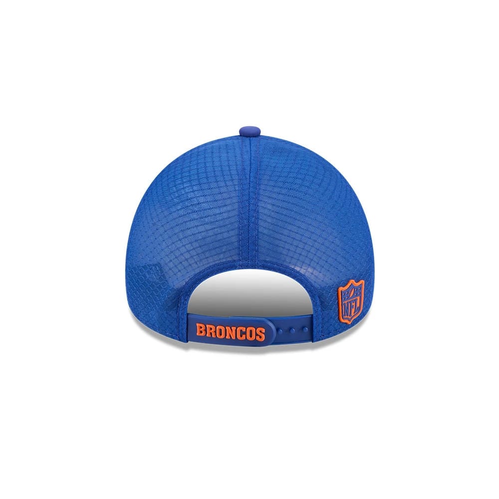 Pictured is this NFL Sideline 2026 Denver Broncos 9FORTY Apex cap in blue. 6