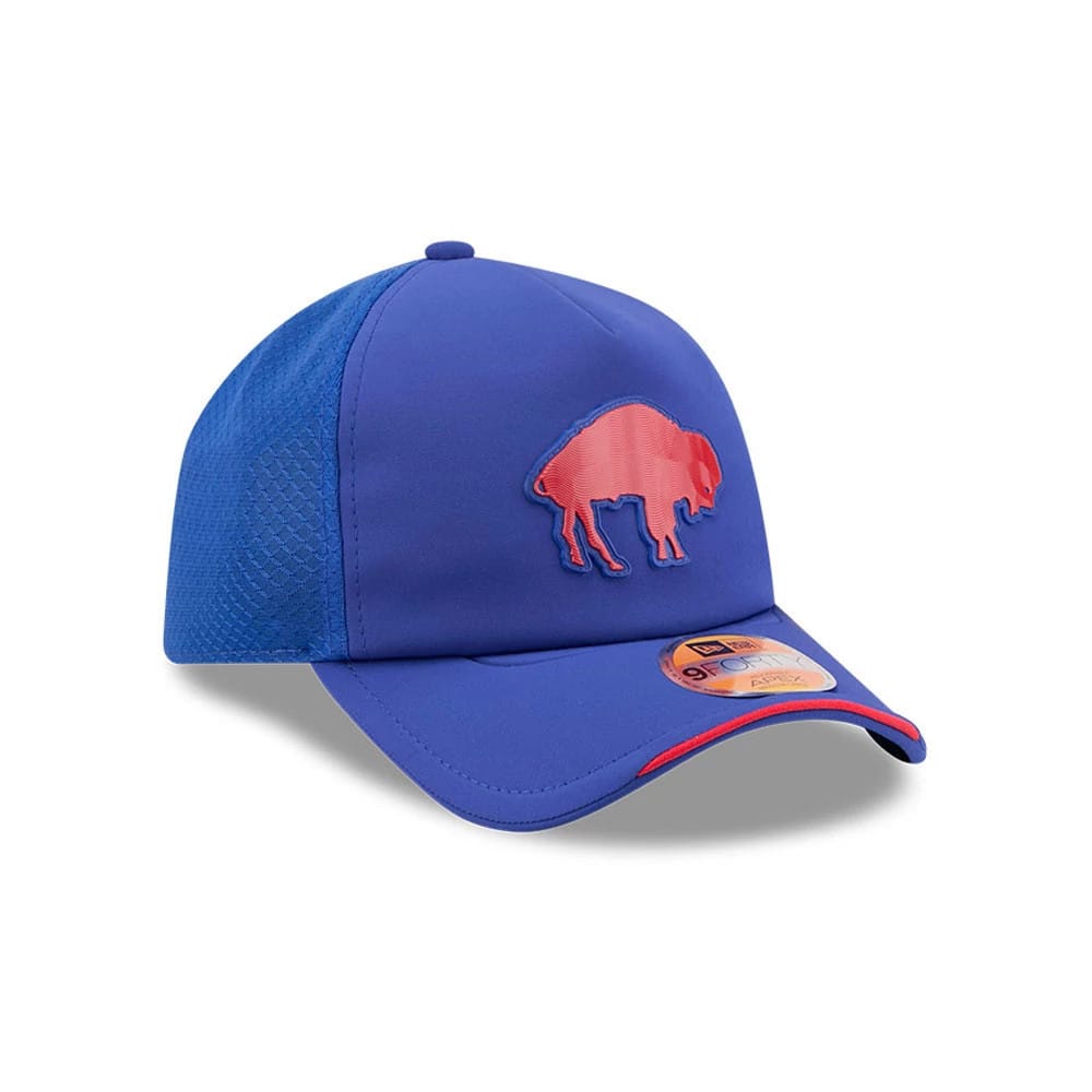 Pictured is this NFL Sideline 2026 Buffalo Bills 9FORTY Apex cap in blue. 3