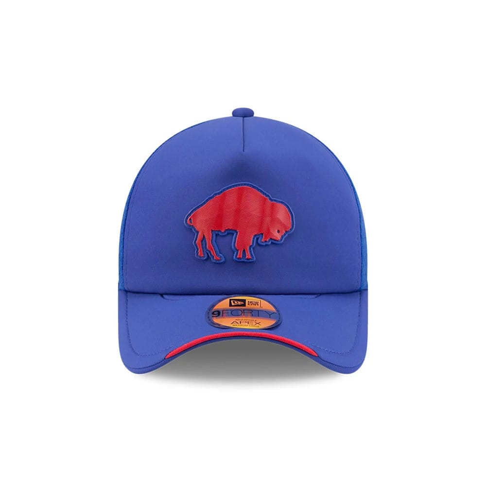 Pictured is this NFL Sideline 2026 Buffalo Bills 9FORTY Apex cap in blue. 2