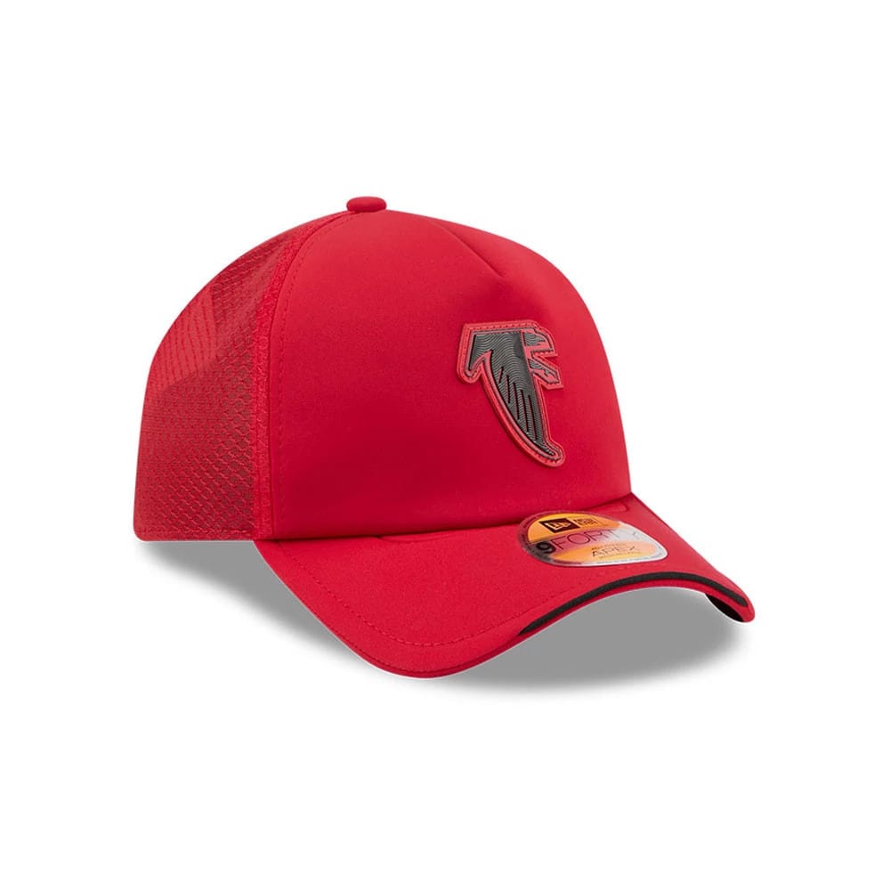 Pictured is this NFL Sideline 2026 Atlanta Falcons 9FORTY Apex cap in Red. 3