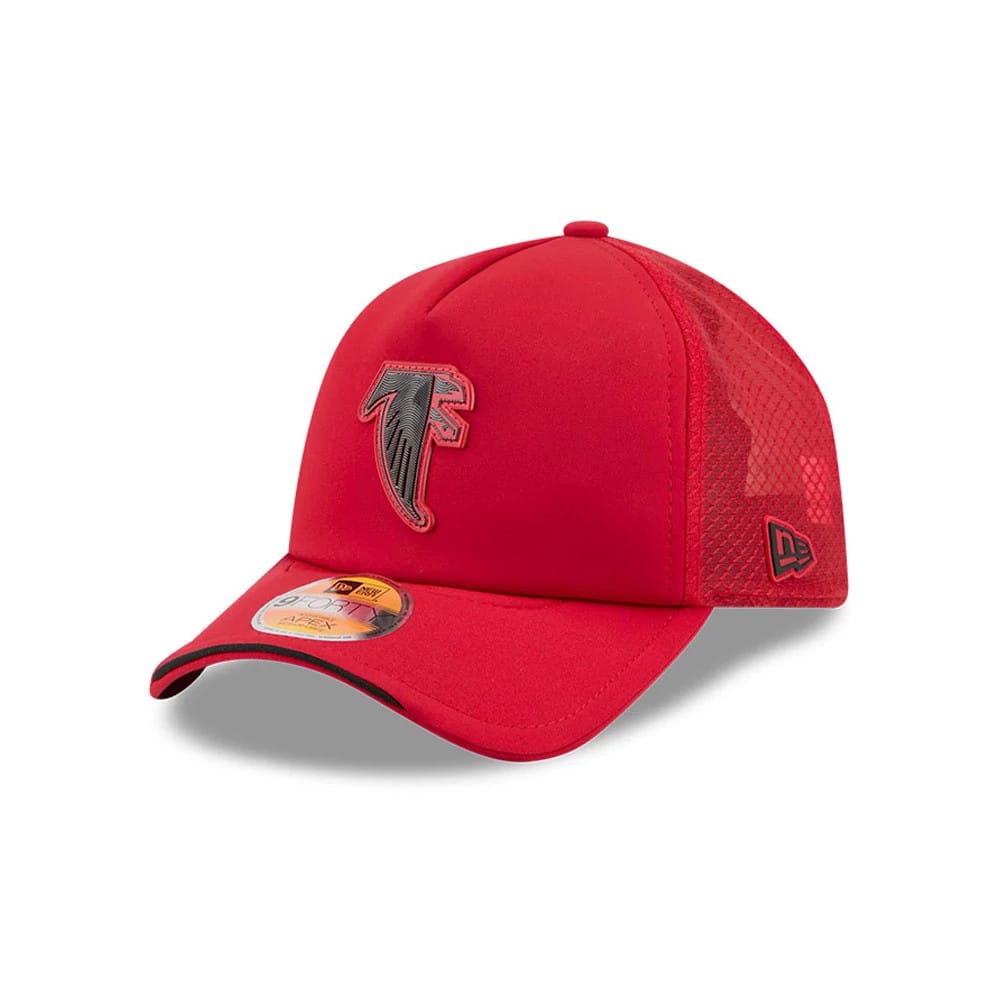 Pictured is this NFL Sideline 2026 Atlanta Falcons 9FORTY Apex cap in Red. 1