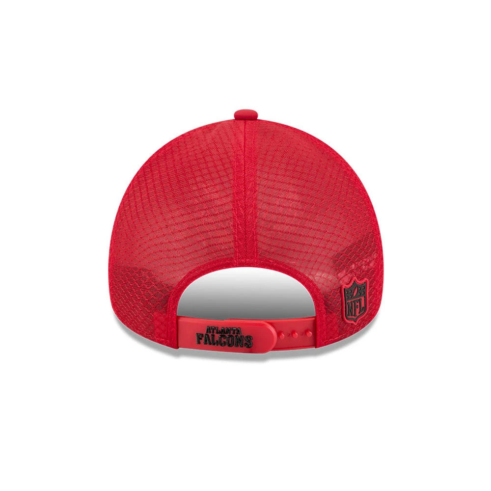 Pictured is this NFL Sideline 2026 Atlanta Falcons 9FORTY Apex cap in Red. 4