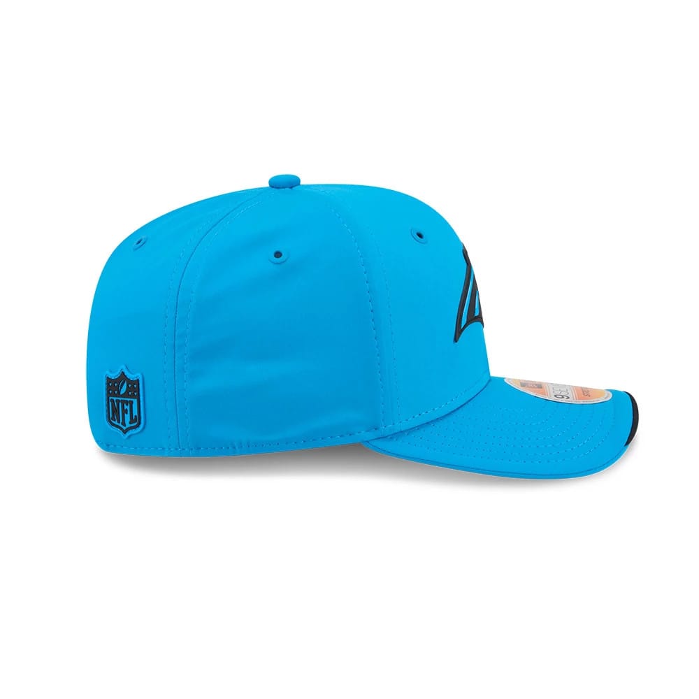 Pictured is this NFL Sideline 2026 Carolina Panthers 9SEVENTY Stretch Snap cap in blue. 6