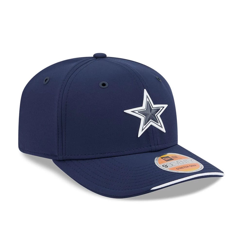 Pictured is this NFL Sideline 2026 Dallas Cowboys 9SEVENTY Stretch Snap cap in dark blue. 3