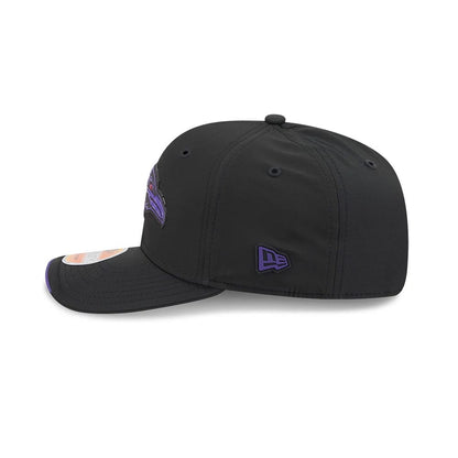 Pictured is this NFL Sideline 2026 Baltimore Ravens 9SEVENTY Stretch Snap cap in black. 5