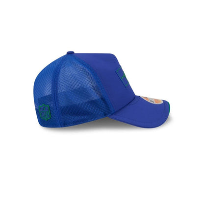 Pictured is this NFL Sideline 2026 Seattle Seahawks 9FORTY Apex cap in blue. 5