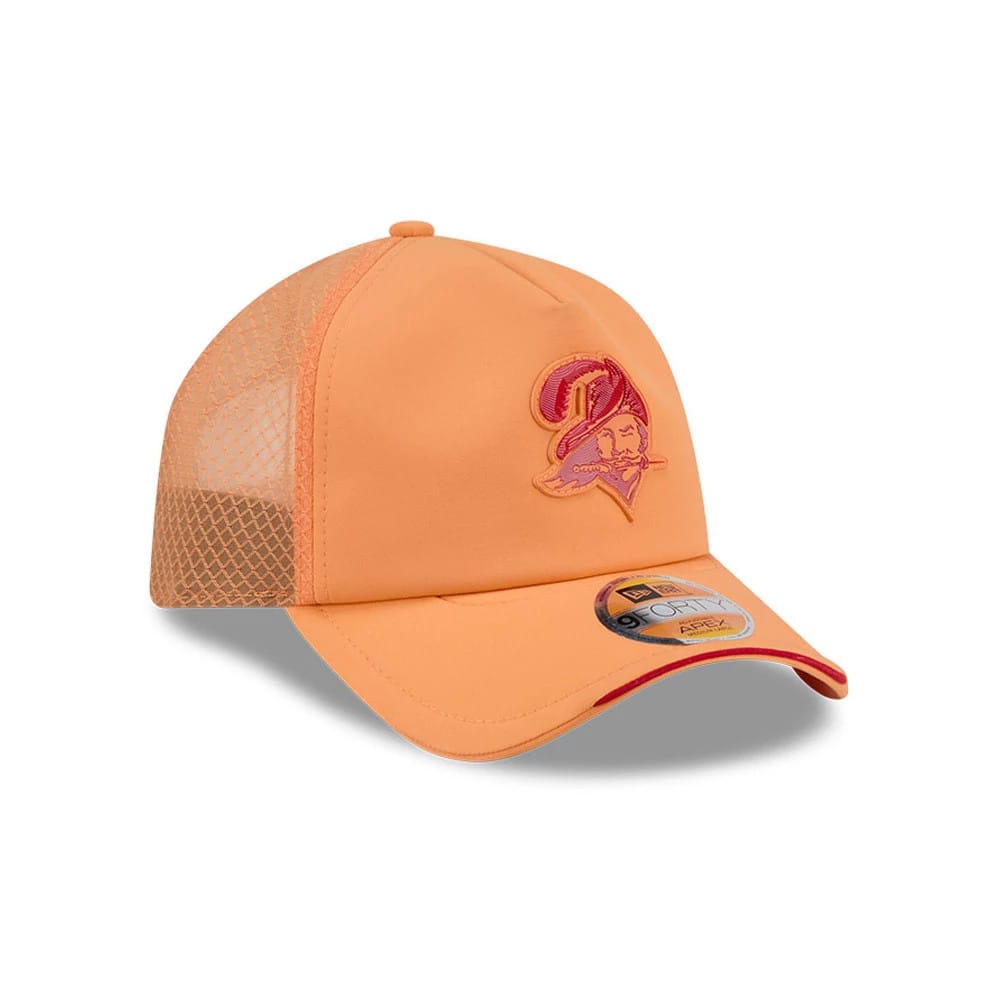 Pictured is this NFL Sideline 2026 Tampa Bay Buccaneers 9FORTY Apex cap in orange. 3