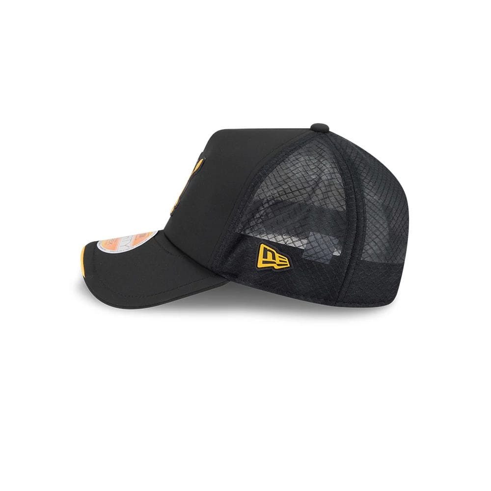 Pictured is this NFL Sideline 2026 Pittsburgh Steelers 9FORTY Apex cap in black. 4