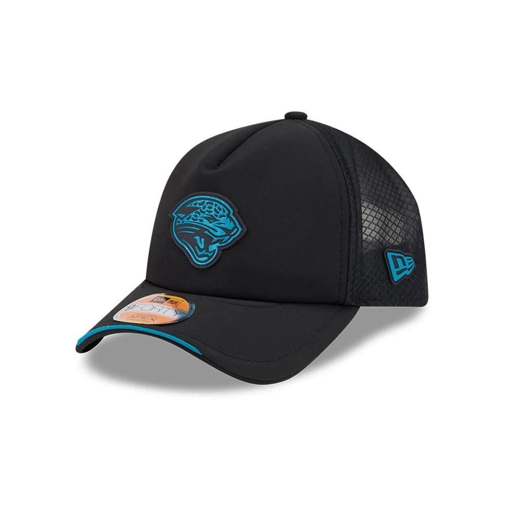 Pictured is this NFL Sideline 2026 Jacksonville Jaguars 9FORTY Apex cap in black. 1