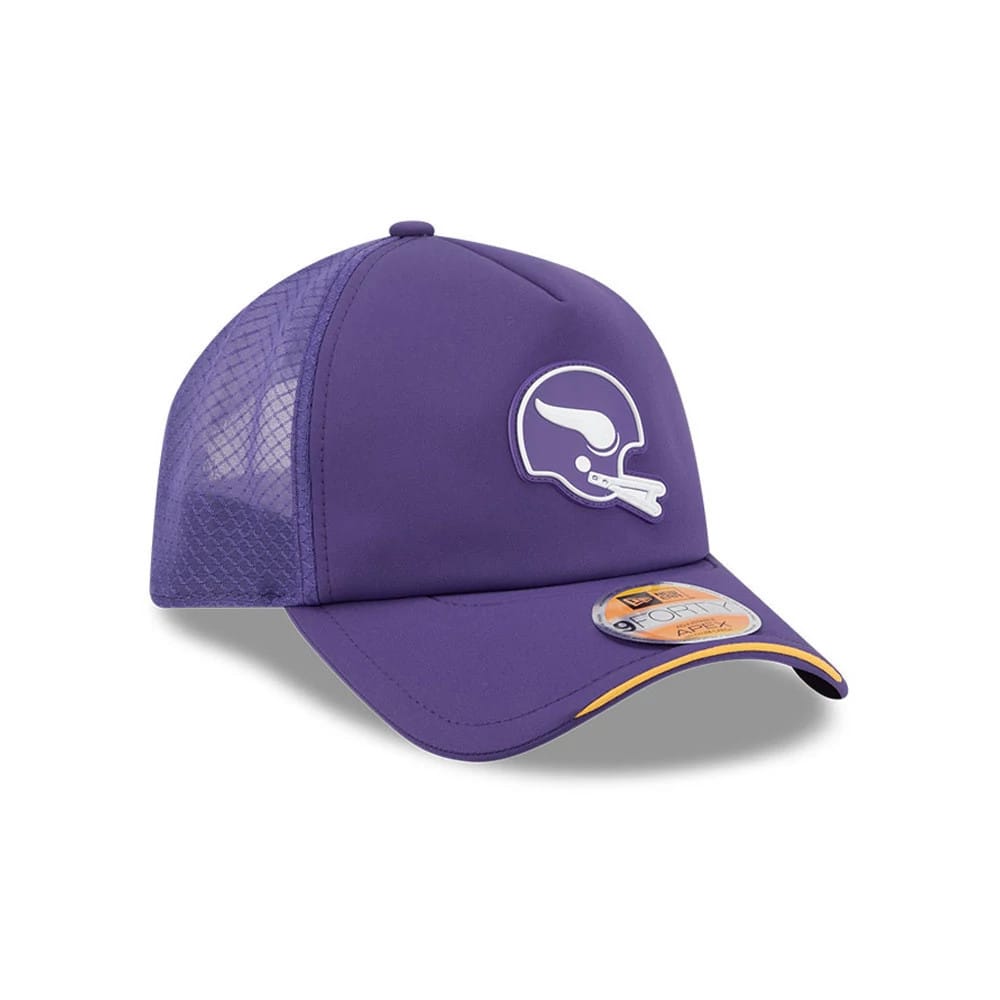 Pictured is this NFL Sideline 2026 Minnesota Vikings 9FORTY Apex cap in purple. 3
