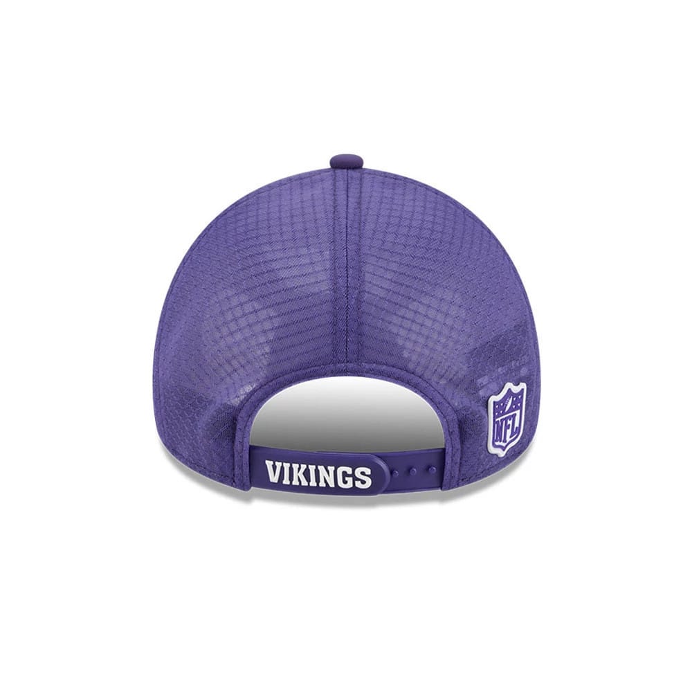 Pictured is this NFL Sideline 2026 Minnesota Vikings 9FORTY Apex cap in purple. 4