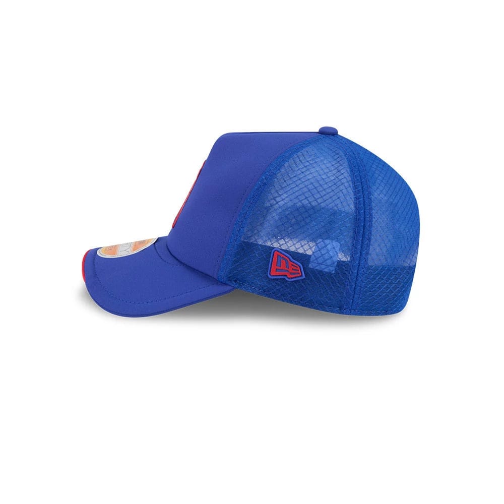 Pictured is this NFL Sideline 2026 New England Patriots 9FORTY Apex cap in blue. 5
