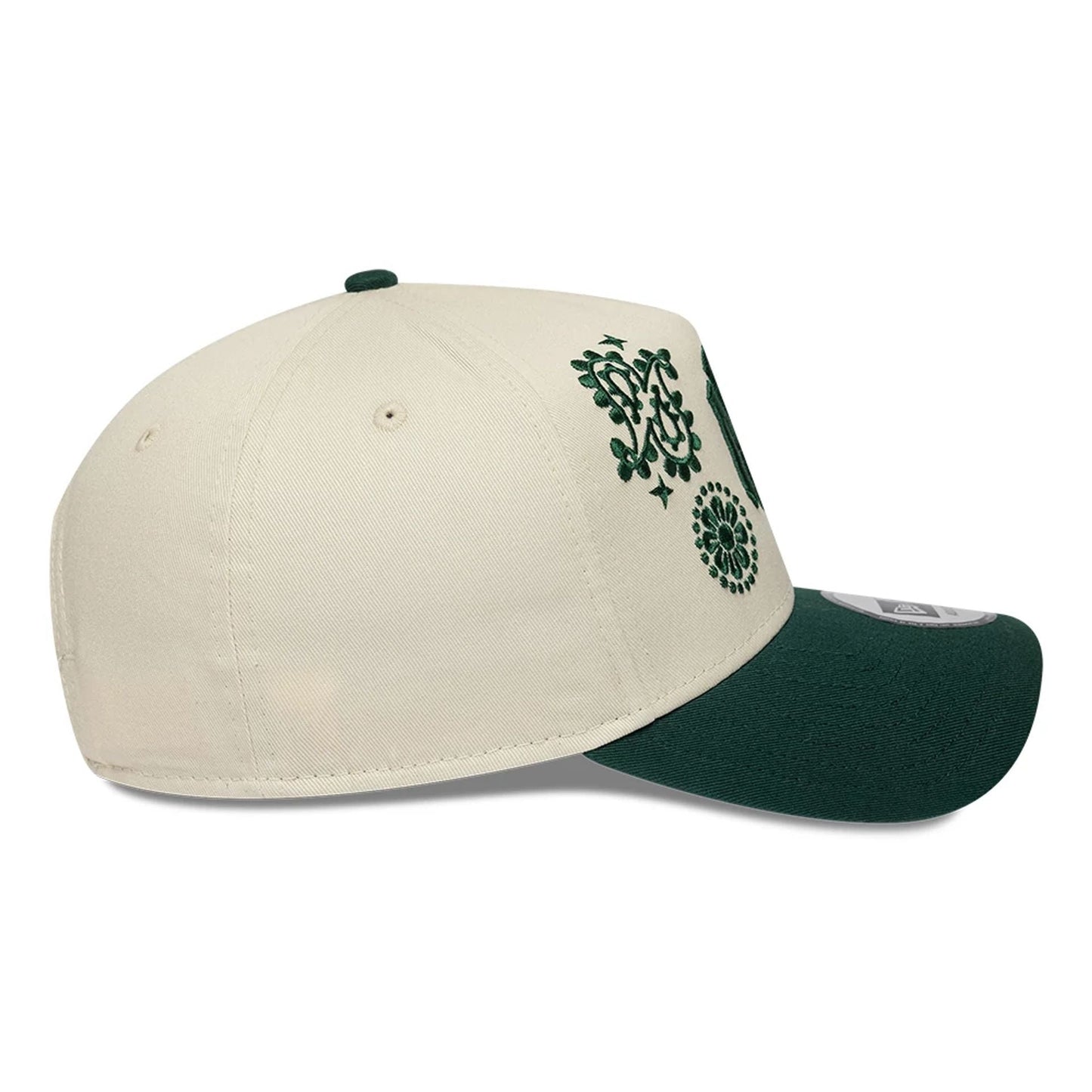 Pictured is this MLB Paisley New York Yankees 9FORTY E-Frame cap in dark green. 6