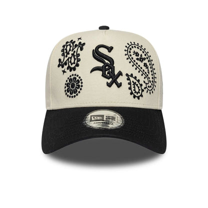 Pictured is this MLB Paisley Chicago White Sox 9FORTY E-Frame cap in black. 2