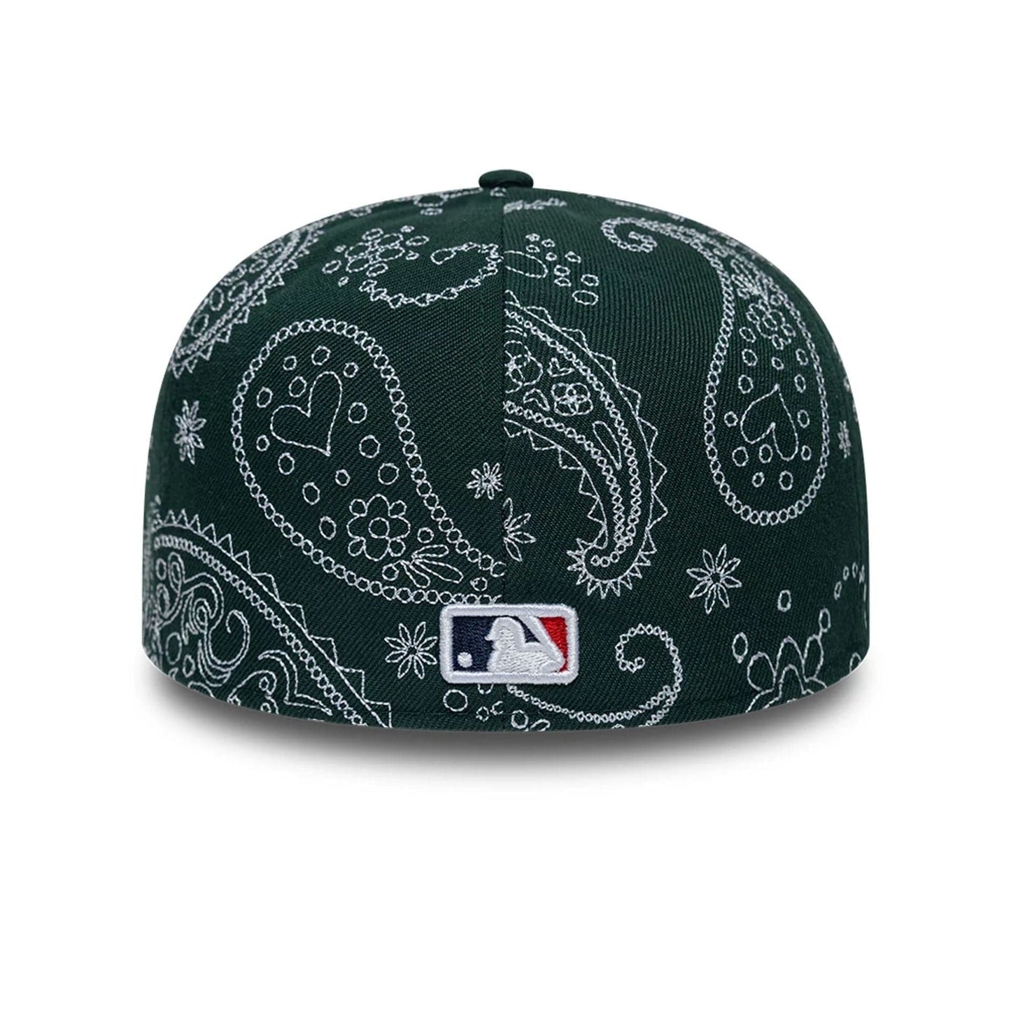 Pictured is this MLB All Over Paisley Athletics Low Profile 59FIFTY Fitted cap in dark green. 4