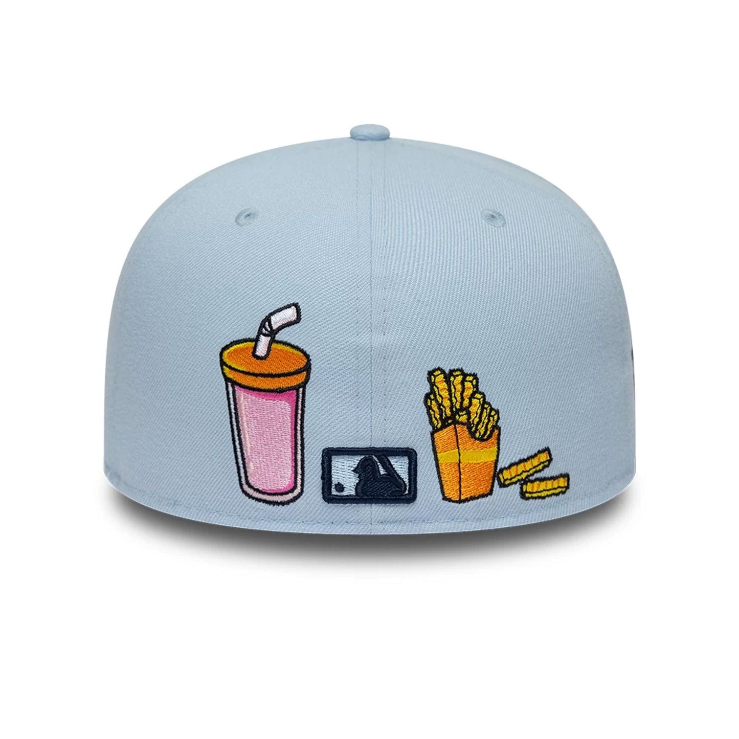 Pictured is this MLB Food New York Yankees 59FIFTY Fitted cap in pastel blue. 4