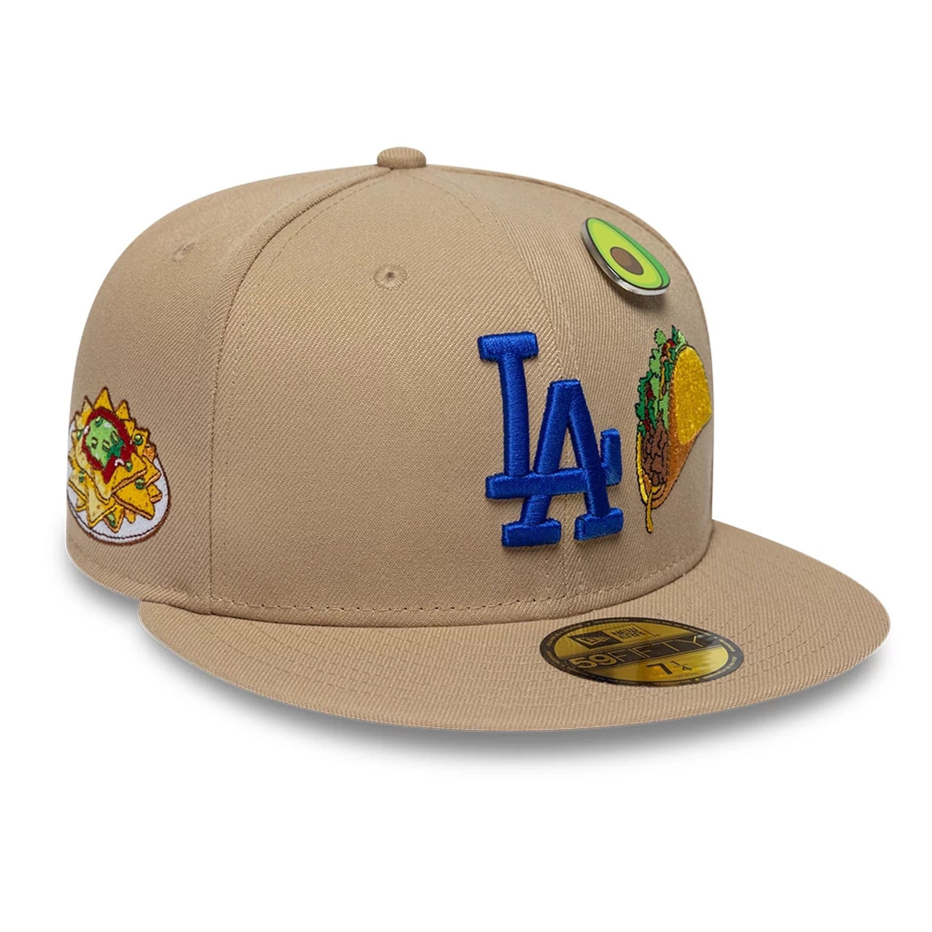 Pictured is this MLB Food LA Dodgers 59FIFTY Fitted cap in Beige. 1