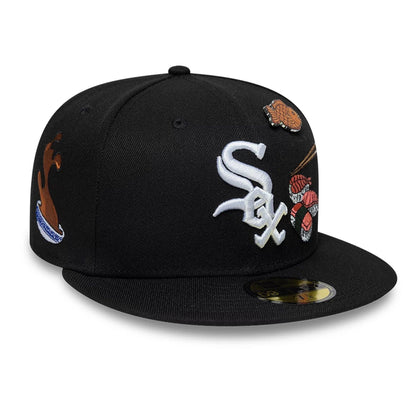 Pictured is this MLB Food Chicago White Sox 59FIFTY Fitted cap in black. 3