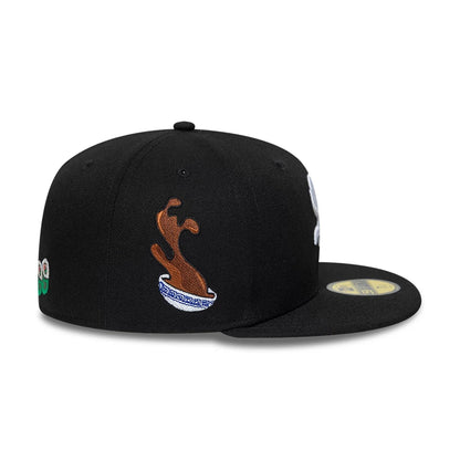 Pictured is this MLB Food Chicago White Sox 59FIFTY Fitted cap in black. 5