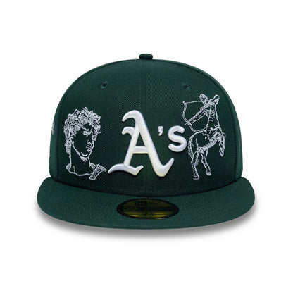 Pictured is this MLB Mythical Athletics 59FIFTY Fitted cap in dark green. 3