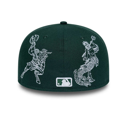 Pictured is this MLB Mythical Athletics 59FIFTY Fitted cap in dark green. 7