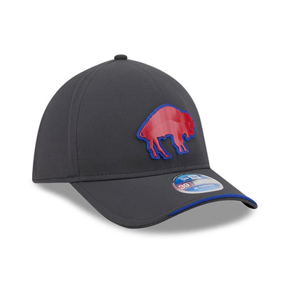 Pictured is this NFL Sideline 2026 Buffalo Bills 39THIRTY M-Crown Stretch Fit cap in charcoal. 3
