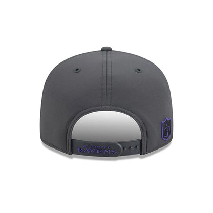Pictured is this NFL Sideline 2026 Baltimore Ravens 9FIFTY Snapback cap in charcoal. 7