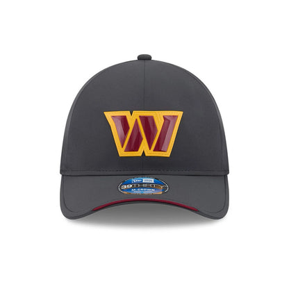 Pictured is this NFL Sideline 2026 Washington Commanders 39THIRTY M-Crown Stretch Fit cap in charcoal. 2