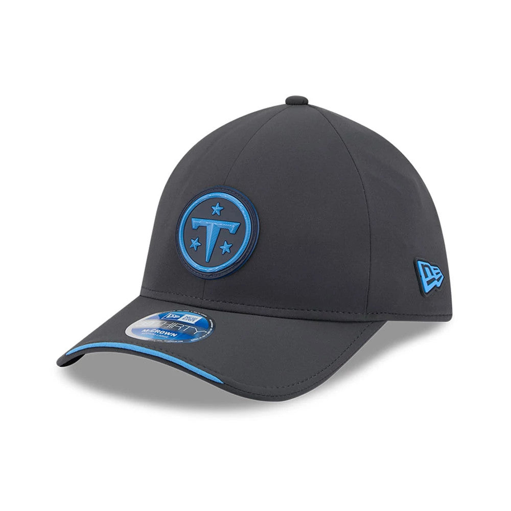 Pictured is this NFL Sideline 2026 Tennessee Titans 39THIRTY M-Crown Stretch Fit cap in charcoal. 1